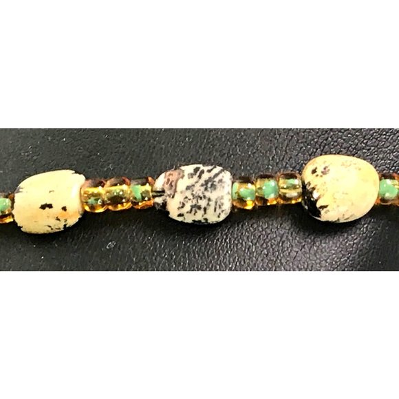 Handmade Boho Necklace Jasper Focal Bead Fire Crackle Agate & Glass Pony Beads - Picture 5 of 6